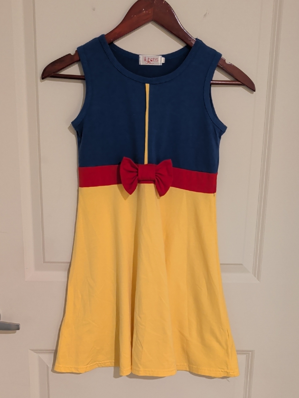 Snow White Style Bow-Front Sleeveless Dress in Blue, Red & Yellow